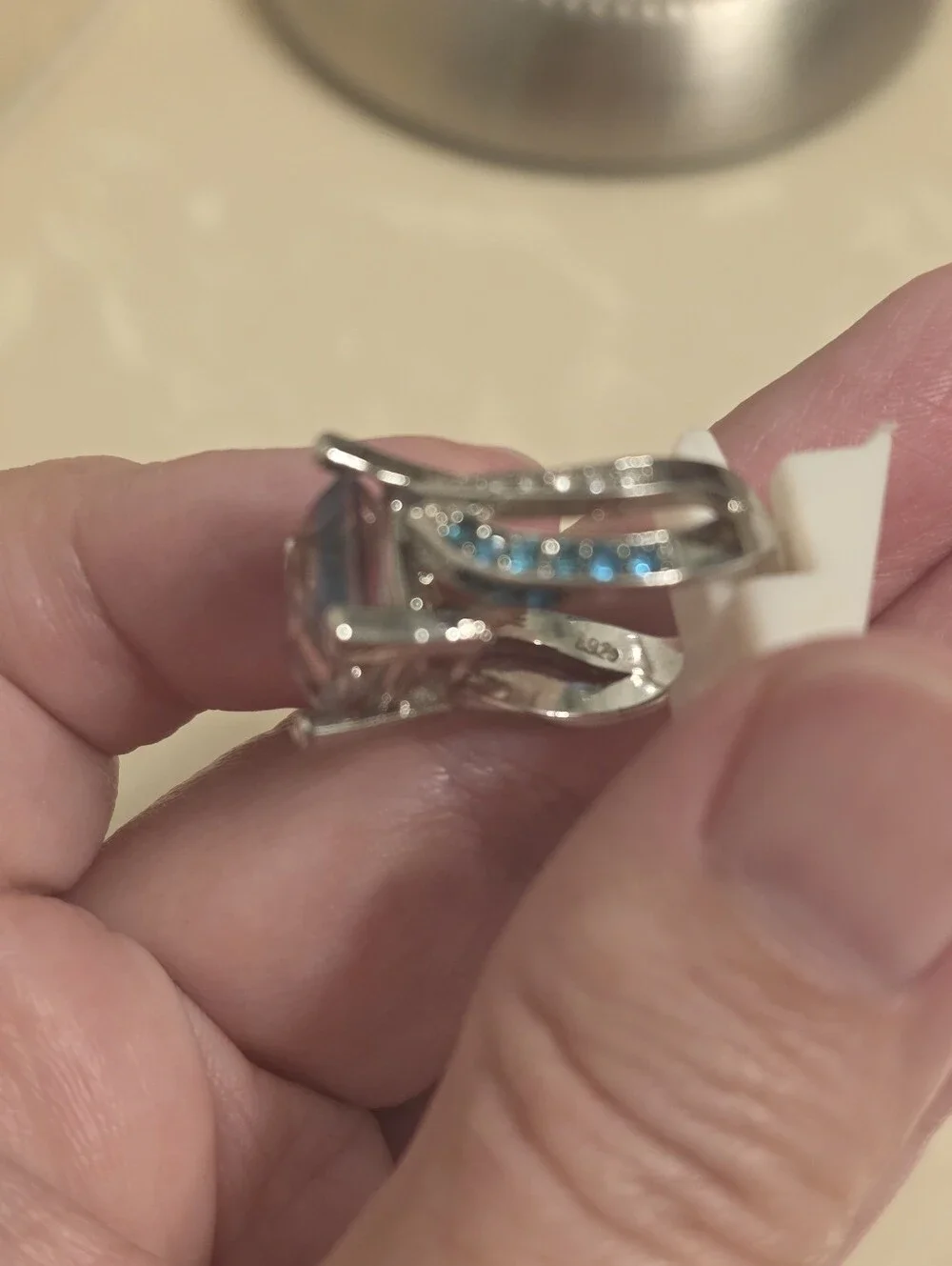 925 Silver Ombre Square Cut Ring Size 8